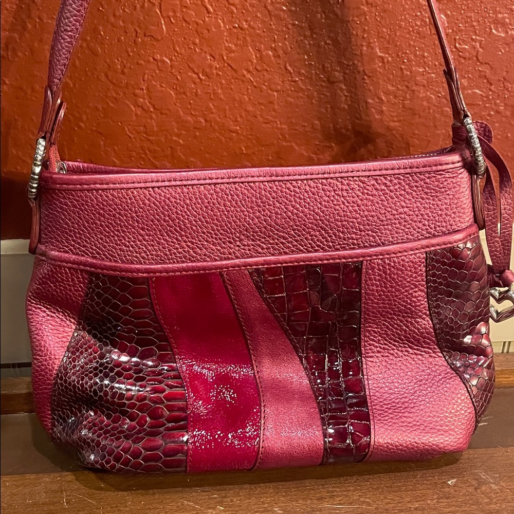 Brighton Barbados Red Patchwork Leather Shoulder … - image 9